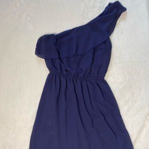 Navy One Shoulder Dress